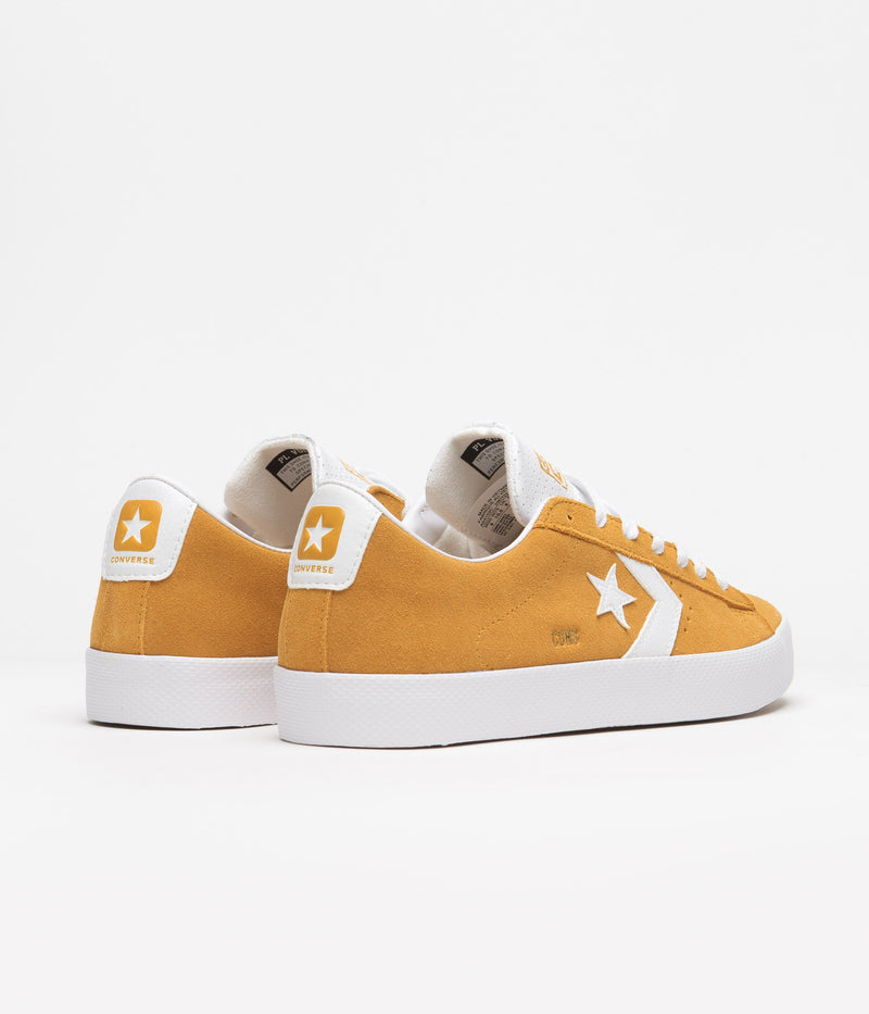 Converse Pro Leather Summer Ox Shoes in Golden Sundial and White / White