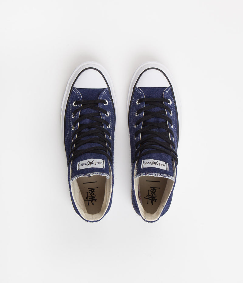 Converse x Stussy Chuck 70 Hi Shoes in Clematis Blue and White / Black
