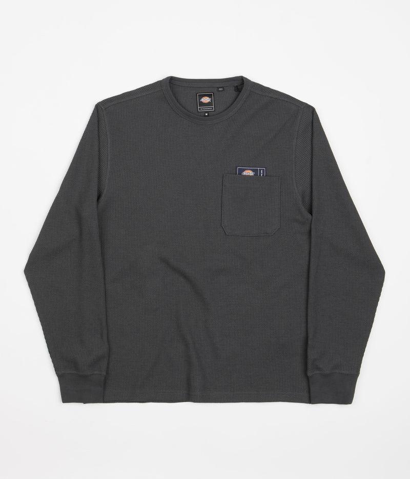 Dickies x Pop Trading Company Waffle Long Sleeve T-Shirt in Charcoal Grey