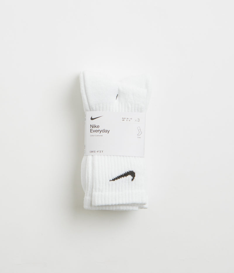 Nike Everyday Cushioned Training Crew Socks (3 Pair) in White and Black