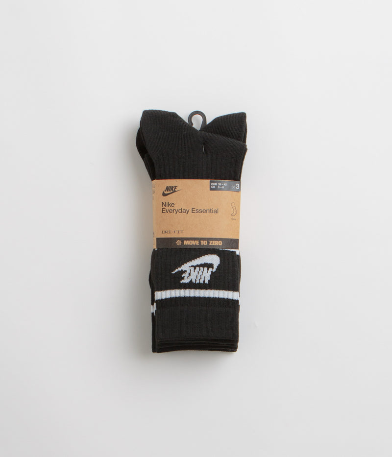 Nike Everyday Essential Crew Socks (3 Pair) in Black and White / Black
