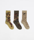 Nike Everyday Essential Crew Socks (3 Pair) in Brown and Camo / Multi