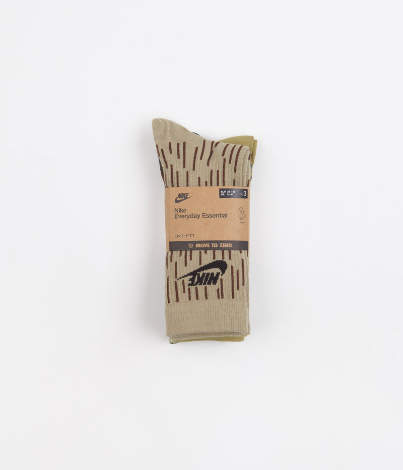 Nike Everyday Essential Crew Socks (3 Pair) in Brown and Camo / Multi