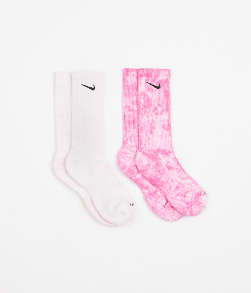 Nike Everyday Plus Tie-Dye Crew Socks (2 Pair) in Pink and Multi