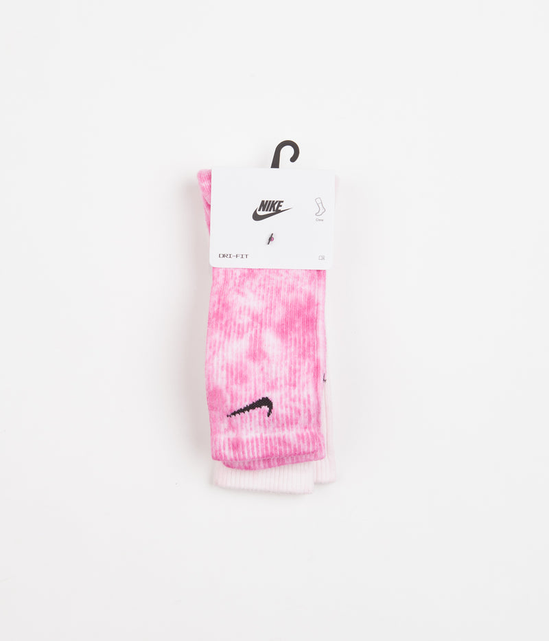 Nike Everyday Plus Tie-Dye Crew Socks (2 Pair) in Pink and Multi