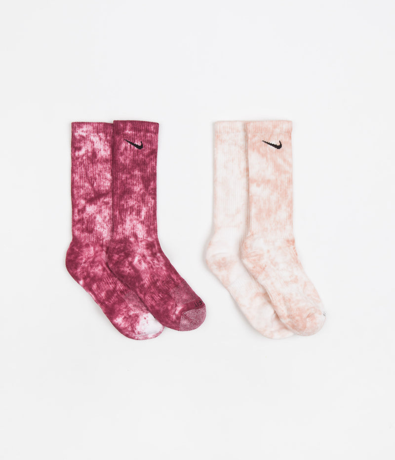 Nike Everyday Plus Tie-Dye Crew Socks (2 Pair) in Red and Multi