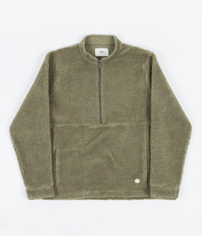 Folk Funnel Fleece in Mineral Green