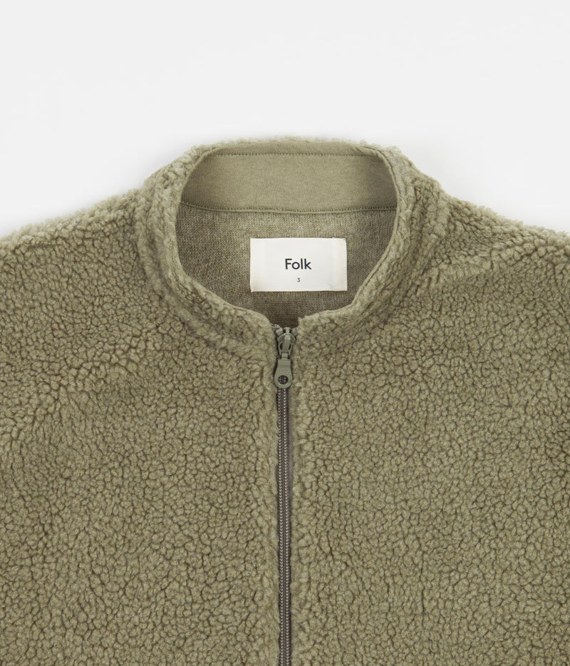 Folk Funnel Fleece in Mineral Green