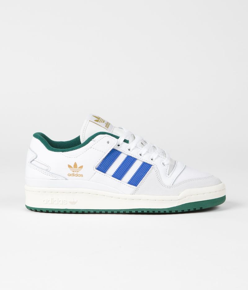 Adidas Forum 84 Low ADV Shoes in FTWR White and Bluebird / Collegiate Green