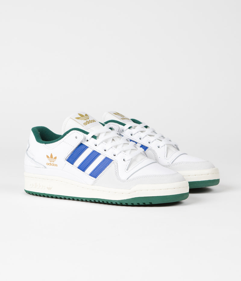 Adidas Forum 84 Low ADV Shoes in FTWR White and Bluebird / Collegiate Green