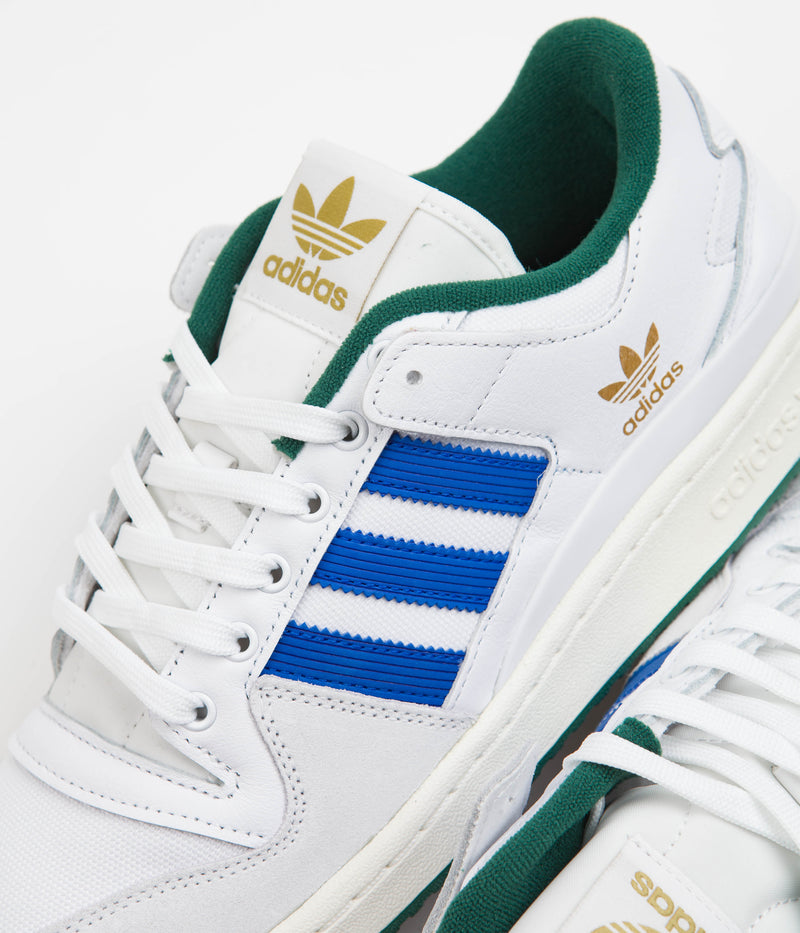 Adidas Forum 84 Low ADV Shoes in FTWR White and Bluebird / Collegiate Green