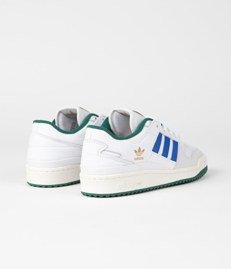 Adidas Forum 84 Low ADV Shoes in FTWR White and Bluebird / Collegiate Green