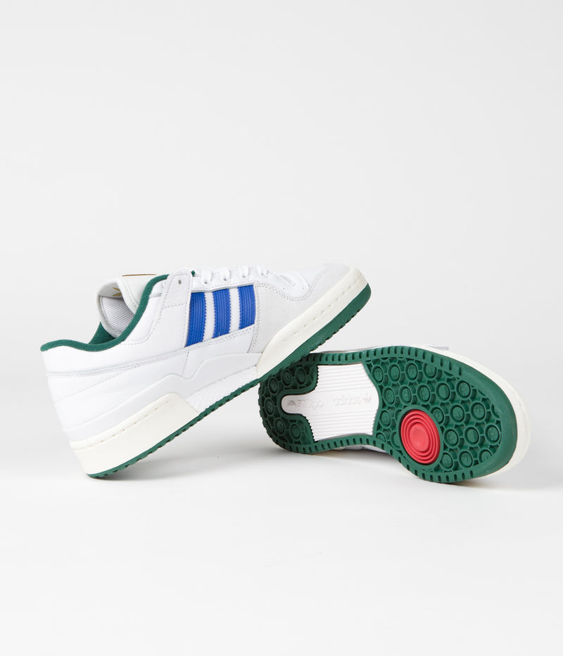 Adidas Forum 84 Low ADV Shoes in FTWR White and Bluebird / Collegiate Green