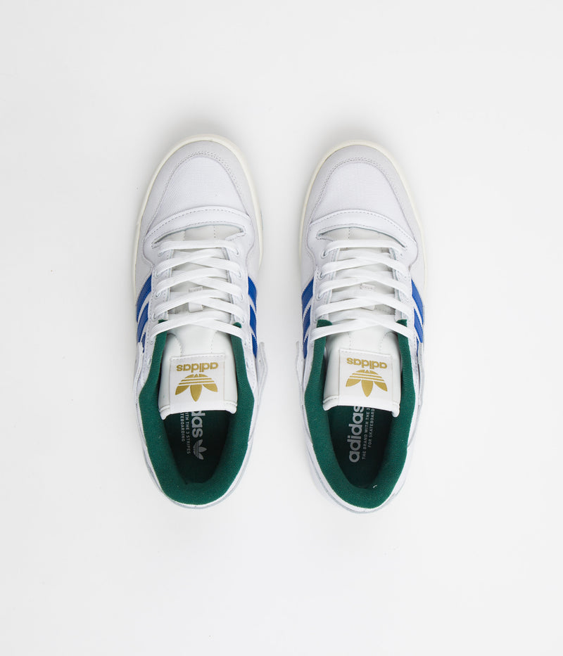 Adidas Forum 84 Low ADV Shoes in FTWR White and Bluebird / Collegiate Green