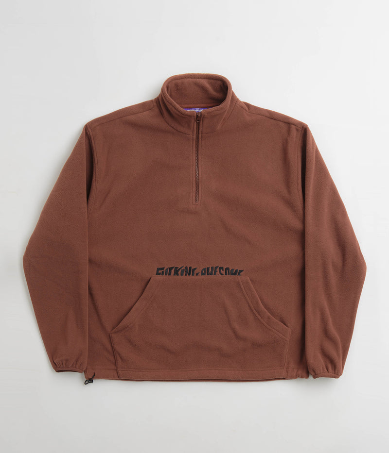 Fucking Awesome Cut Off 1/4 Zip Polar Fleece in Brown