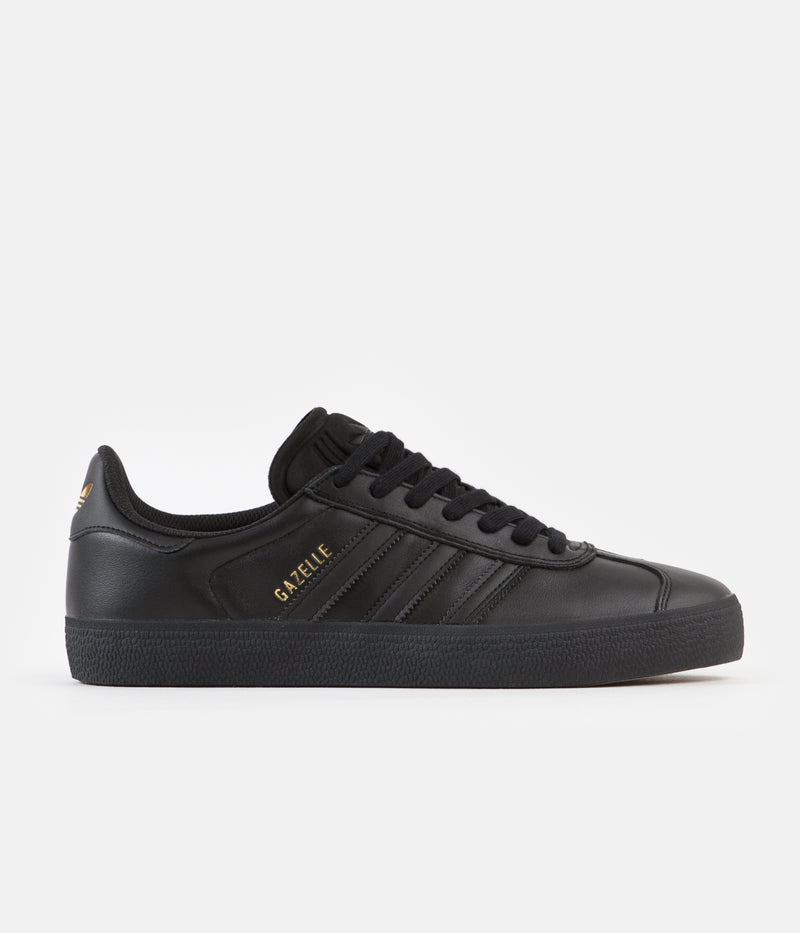 Adidas Gazelle ADV Shoes in Core Black and Core Black / Gold Metallic