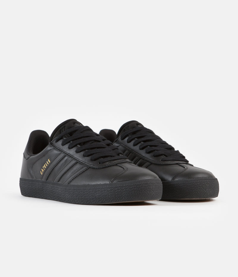 Adidas Gazelle ADV Shoes in Core Black and Core Black / Gold Metallic