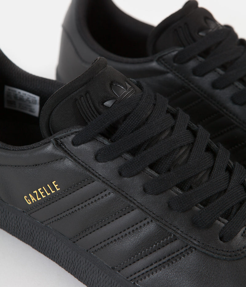 Adidas Gazelle ADV Shoes in Core Black and Core Black / Gold Metallic