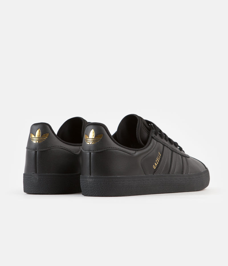 Adidas Gazelle ADV Shoes in Core Black and Core Black / Gold Metallic