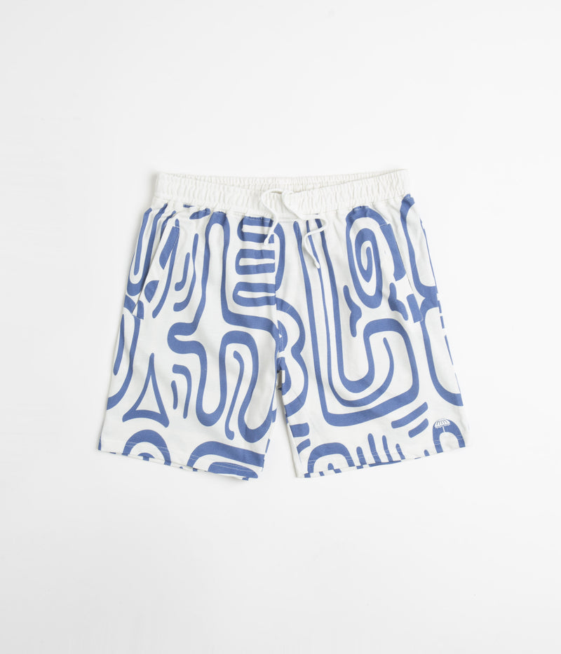 Helas Abstract Pique Shorts in White and Blue