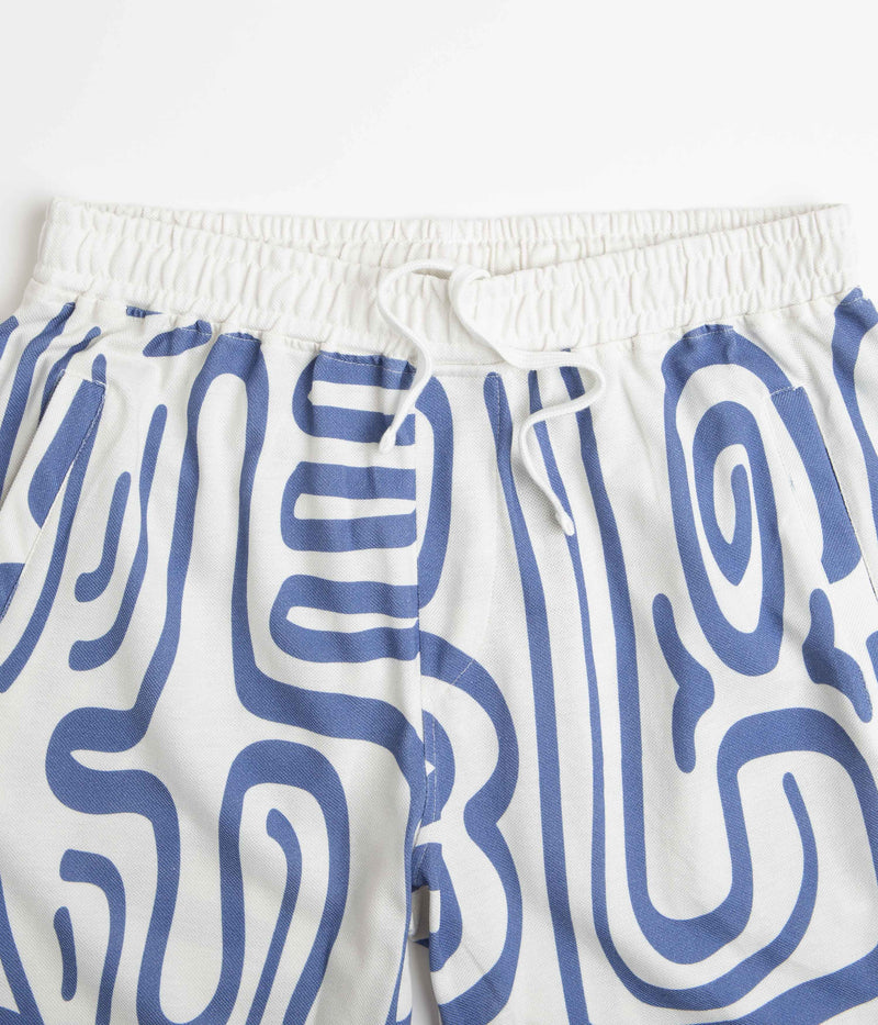 Helas Abstract Pique Shorts in White and Blue