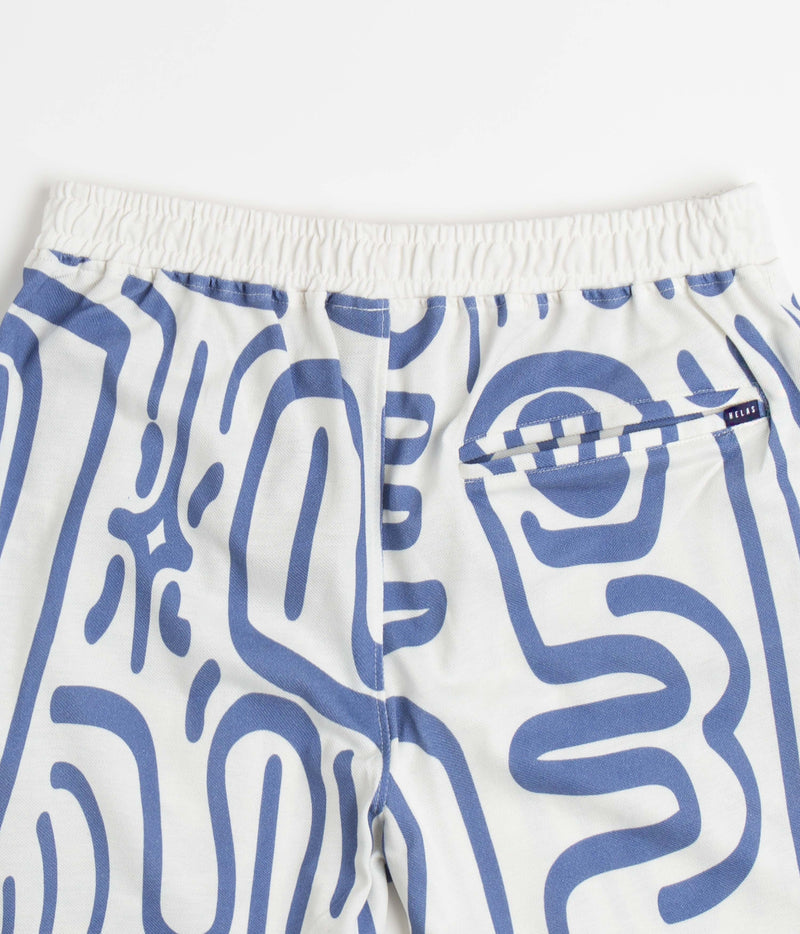 Helas Abstract Pique Shorts in White and Blue