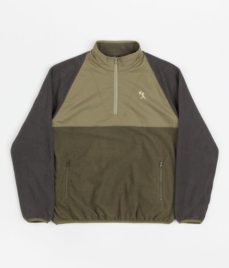 Helas Baller Quarter Zip Sweatshirt in Green and Taupe