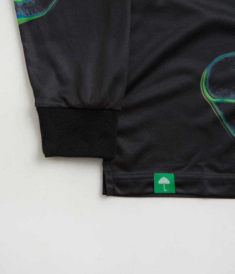 Helas Liquid Long Sleeve Polo Shirt in Black