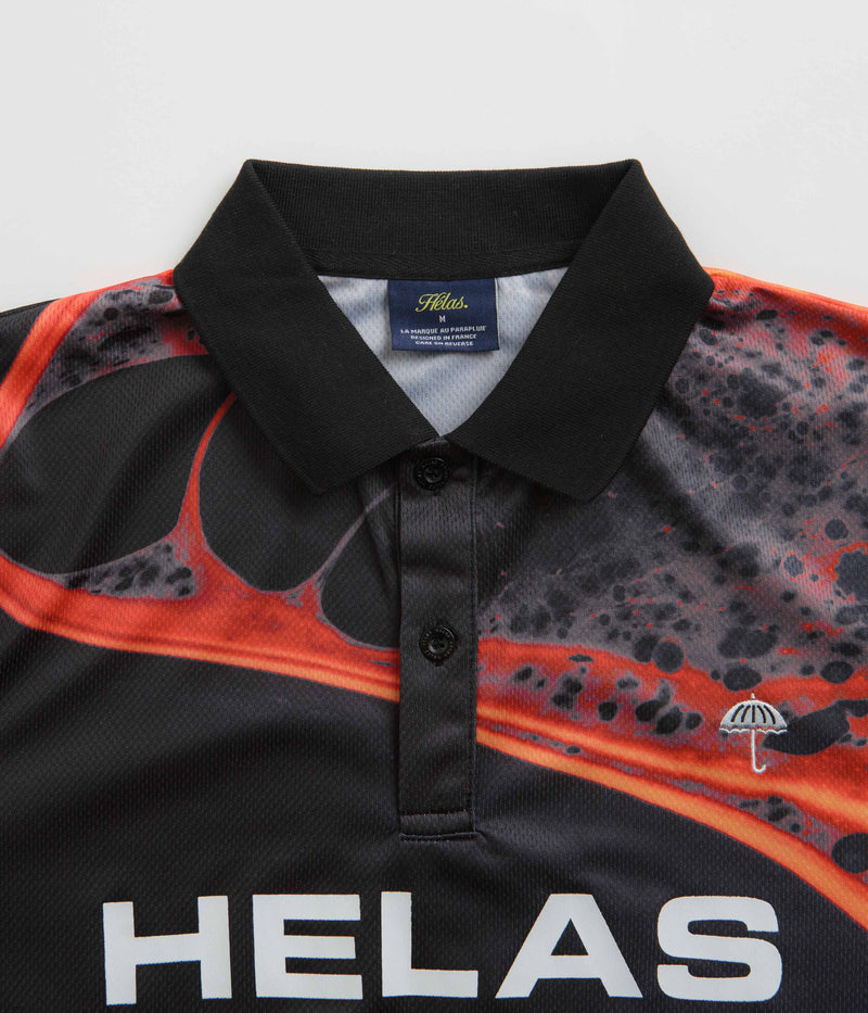 Helas Liquid Long Sleeve Polo Shirt in Black