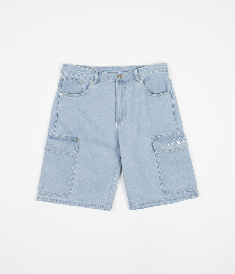 Helas Poke Denim Shorts in Blue