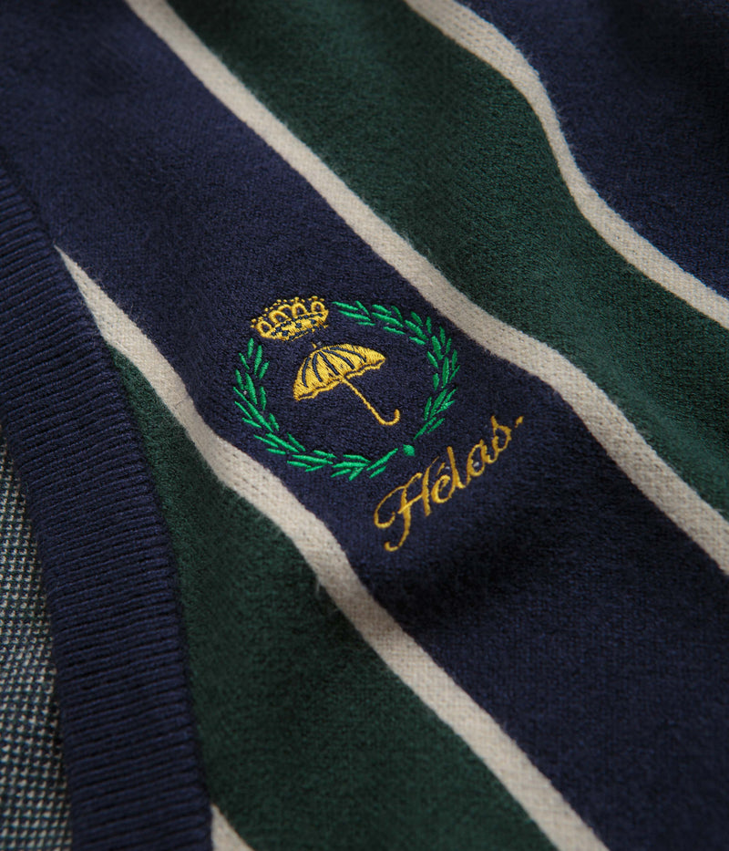 Helas Royal Knitted Cardigan in Navy and Green
