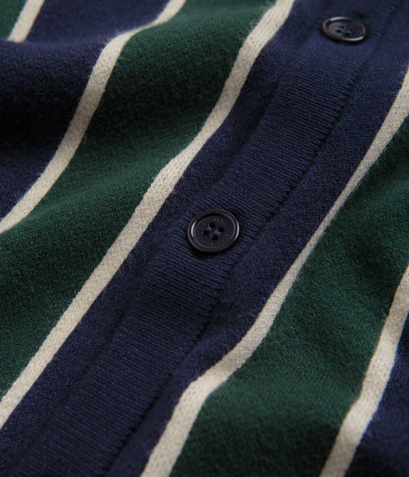 Helas Royal Knitted Cardigan in Navy and Green