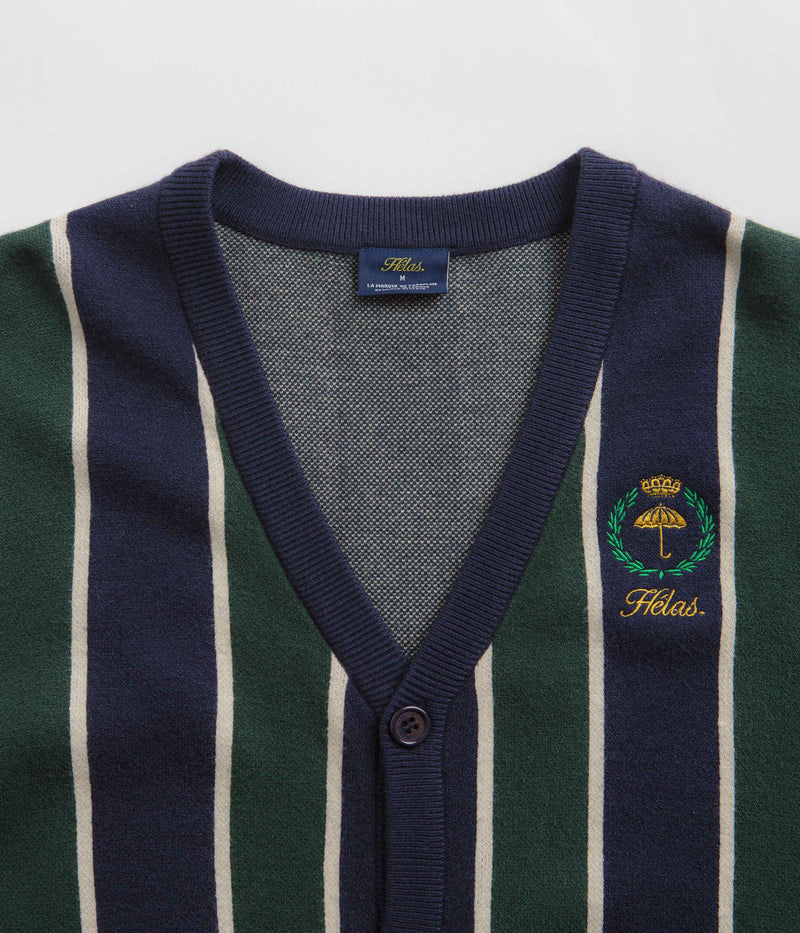 Helas Royal Knitted Cardigan in Navy and Green