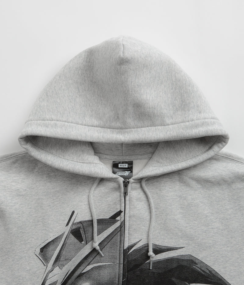 HUF Endless Waltz Split Zip Hoodie in Heather Grey