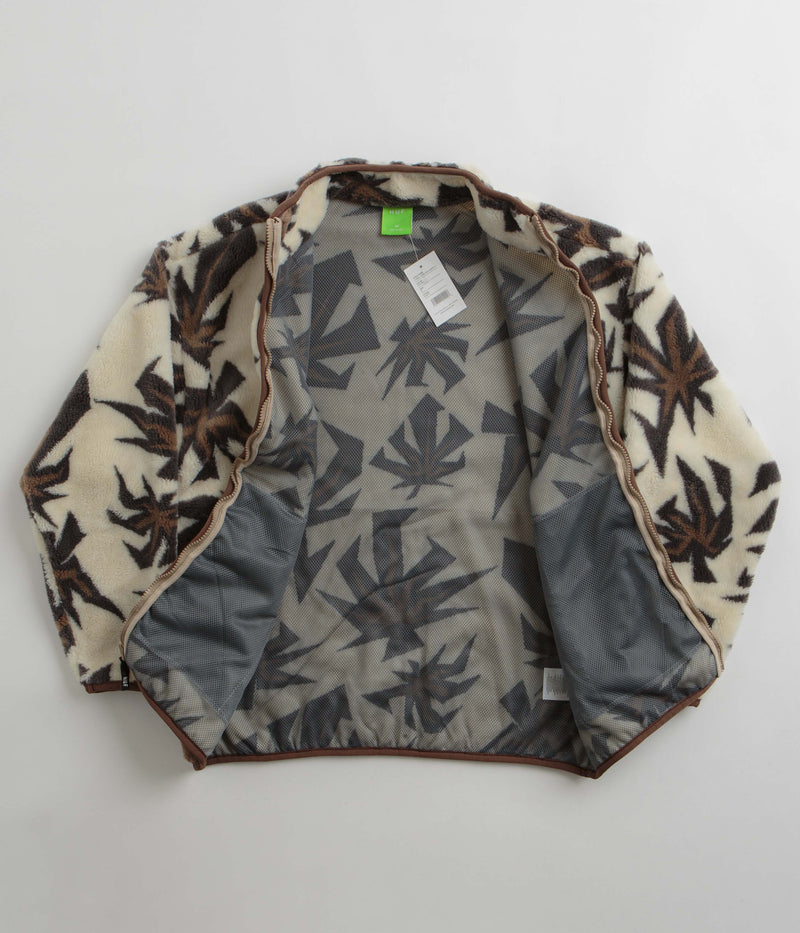 HUF Lowell Jacquard Sherpa Zip Fleece in Natural