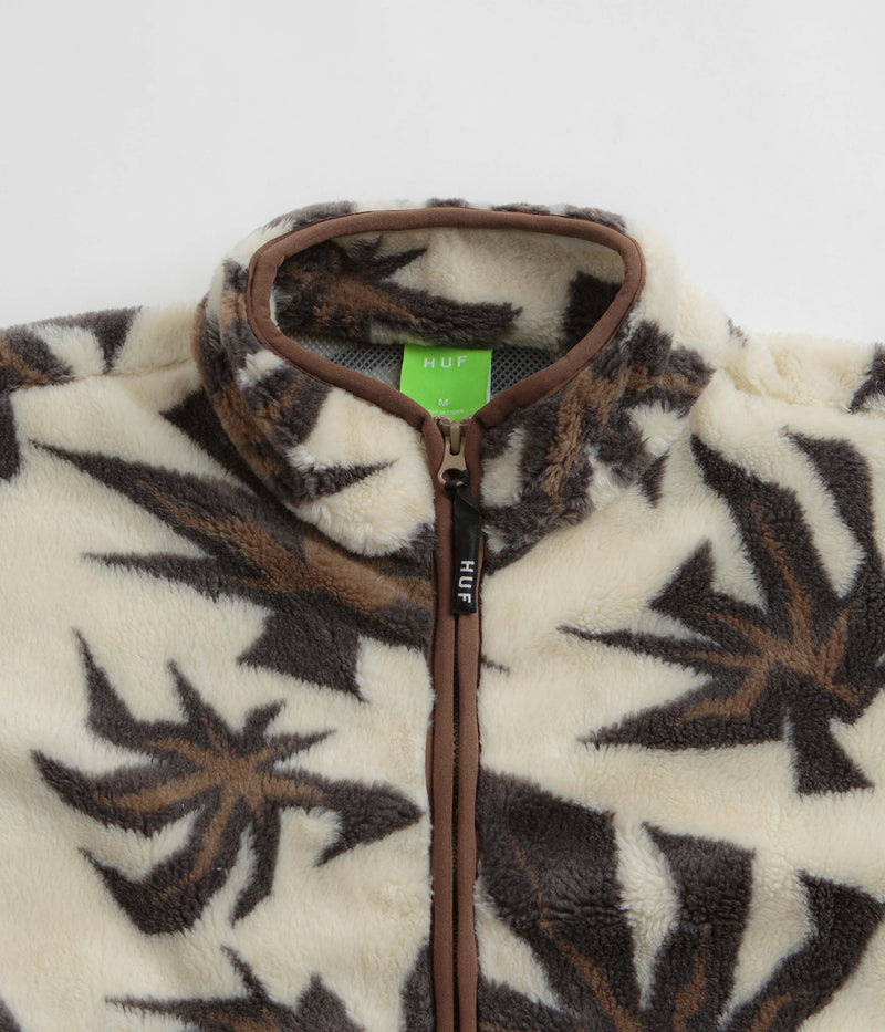 HUF Lowell Jacquard Sherpa Zip Fleece in Natural