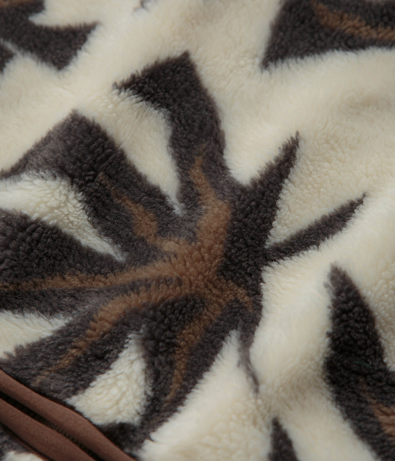 HUF Lowell Jacquard Sherpa Zip Fleece in Natural