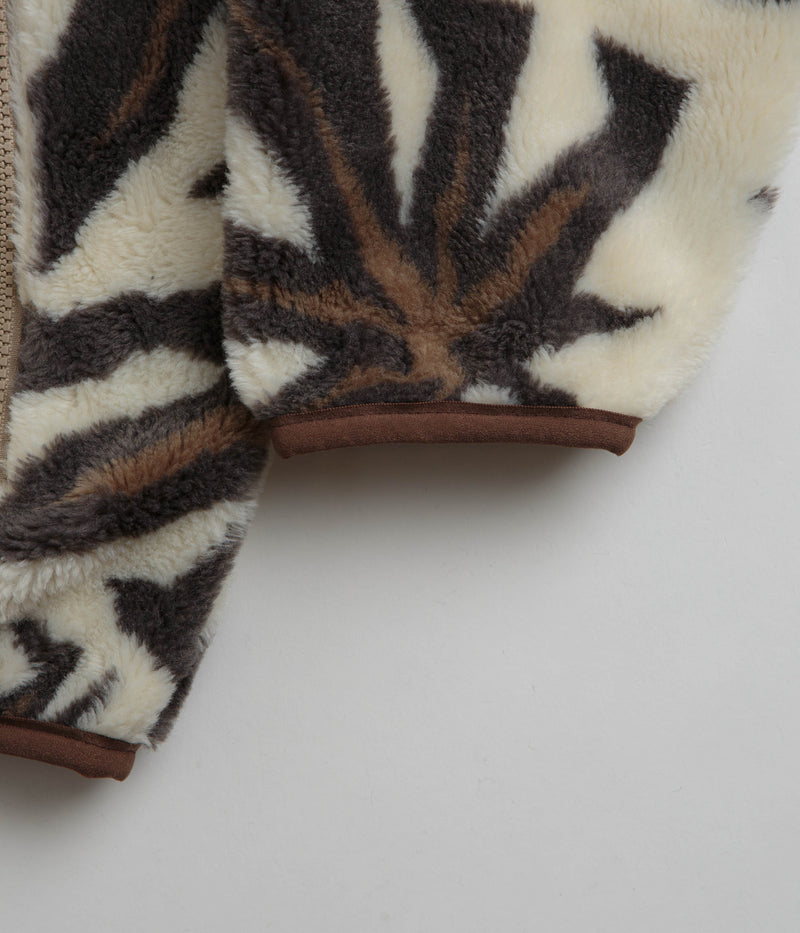 HUF Lowell Jacquard Sherpa Zip Fleece in Natural