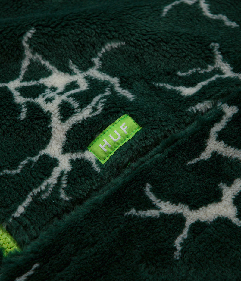 HUF Quake Sherpa 1/4 Zip Fleece in Forest Green