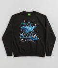 HUF Space Dolphins Wash Crewneck Sweatshirt in Black
