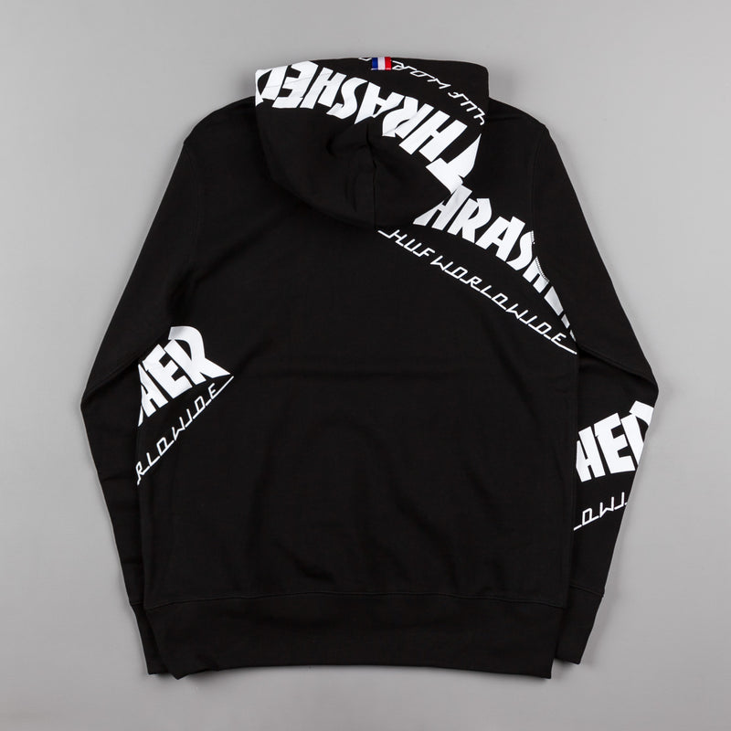 HUF x Thrasher TDS Allover Hooded Sweatshirt in Black
