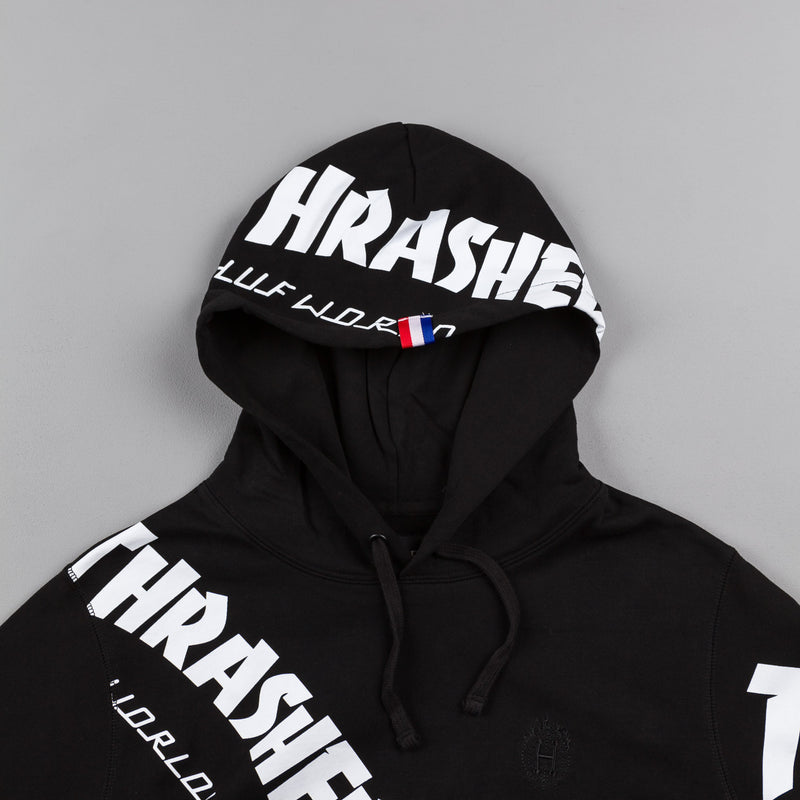 HUF x Thrasher TDS Allover Hooded Sweatshirt in Black