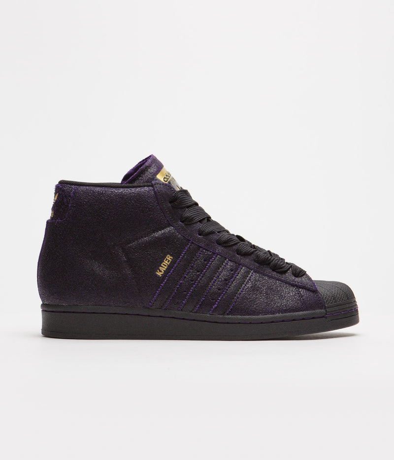 Adidas Kader Pro Model ADV Shoes in Core Black and Core Black / Dark Purple