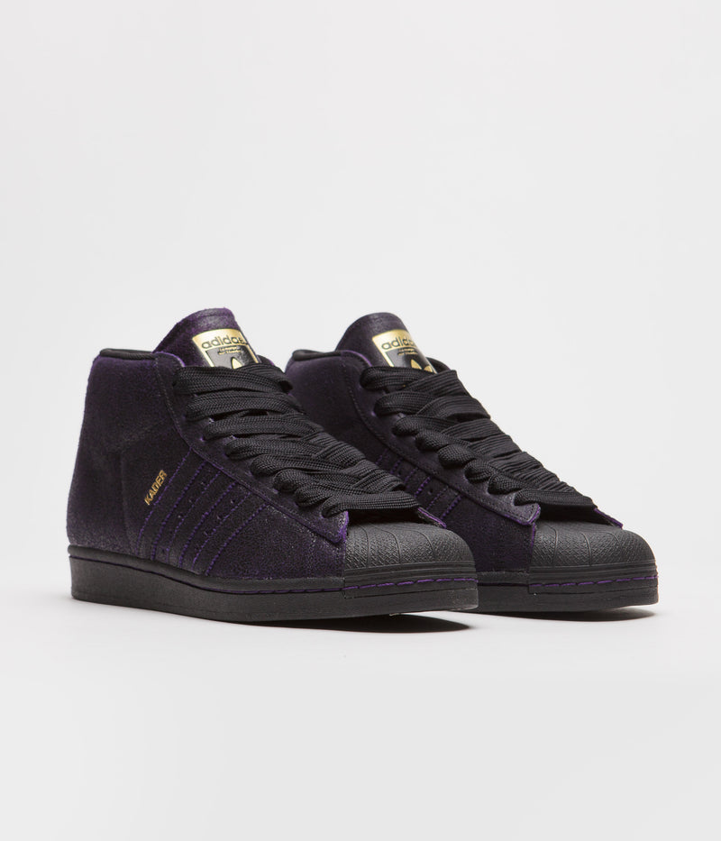 Adidas Kader Pro Model ADV Shoes in Core Black and Core Black / Dark Purple
