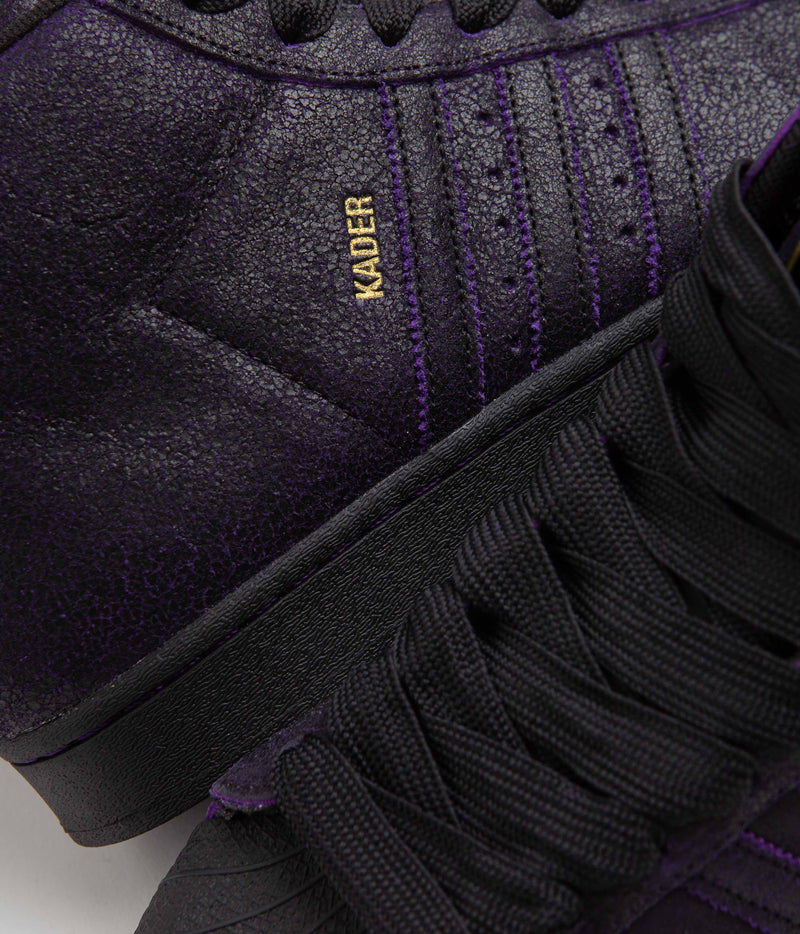 Adidas Kader Pro Model ADV Shoes in Core Black and Core Black / Dark Purple