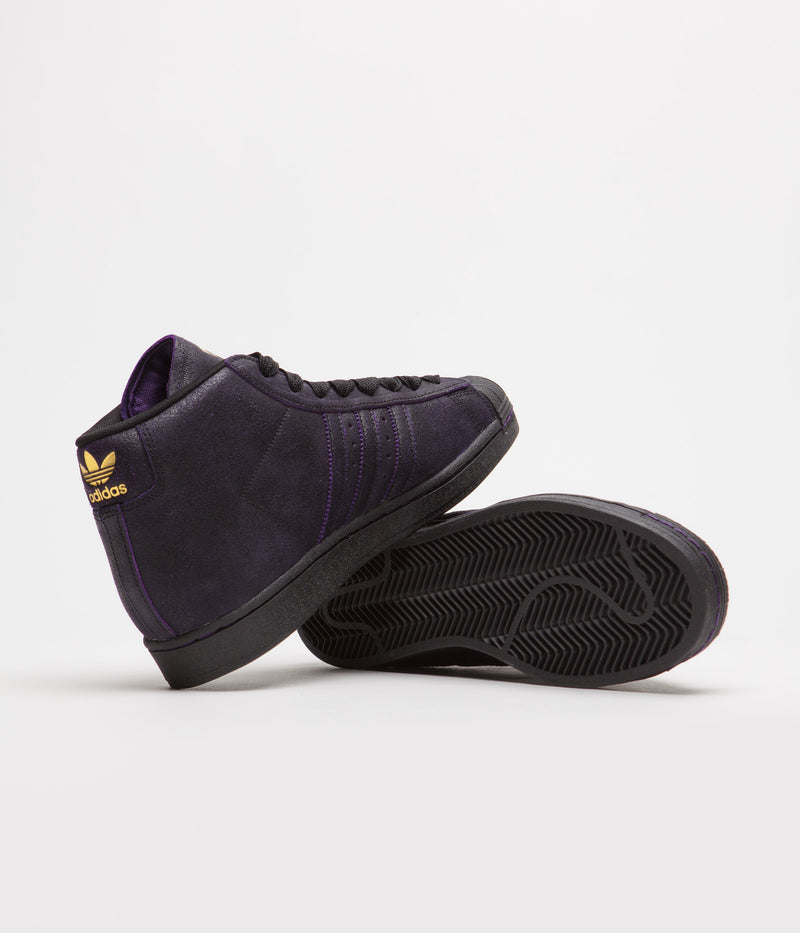 Adidas Kader Pro Model ADV Shoes in Core Black and Core Black / Dark Purple