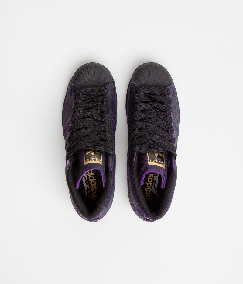 Adidas Kader Pro Model ADV Shoes in Core Black and Core Black / Dark Purple