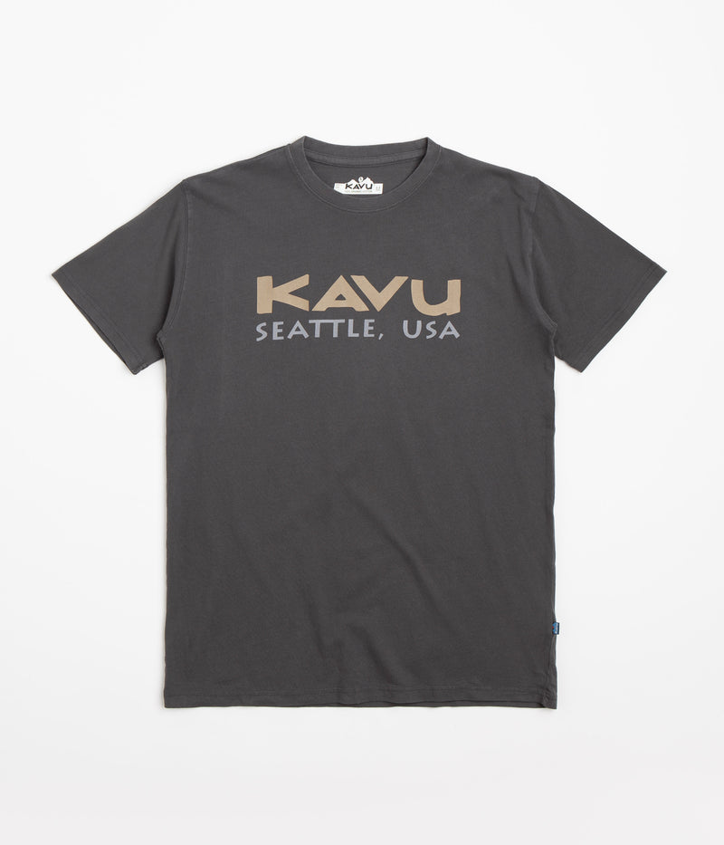 Kavu Spellout T-Shirt in Black Licorice