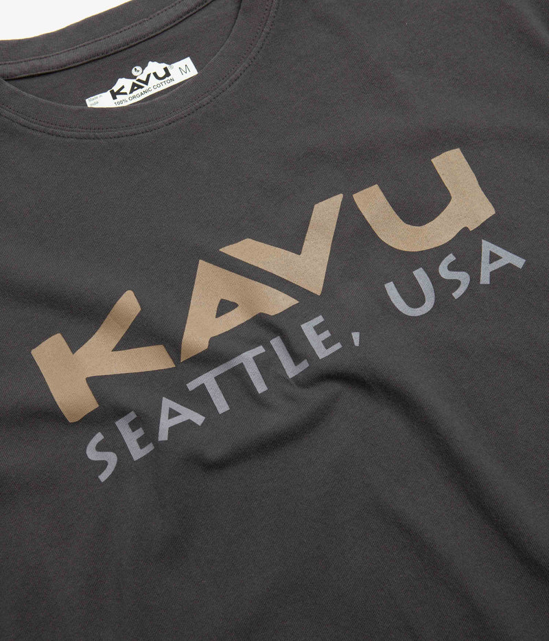 Kavu Spellout T-Shirt in Black Licorice