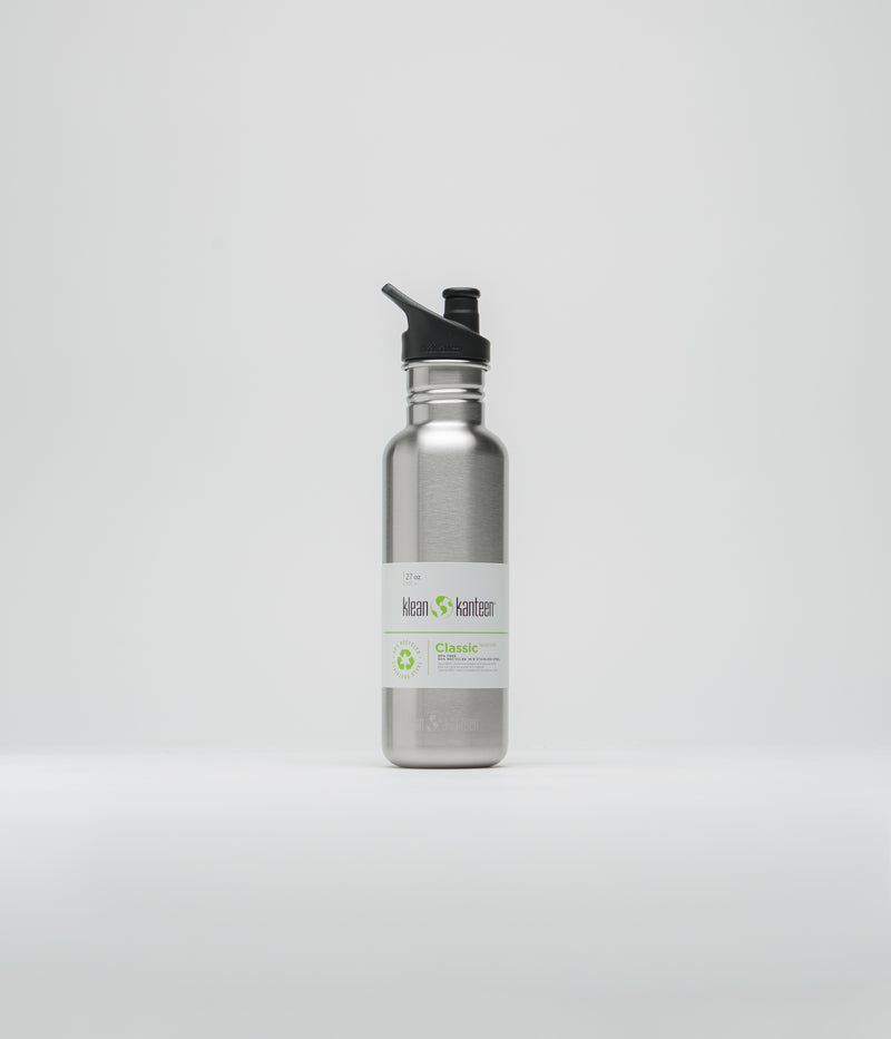 Klean Kanteen Classic 800ml Sports Cap Bottle in Brushed Stainless